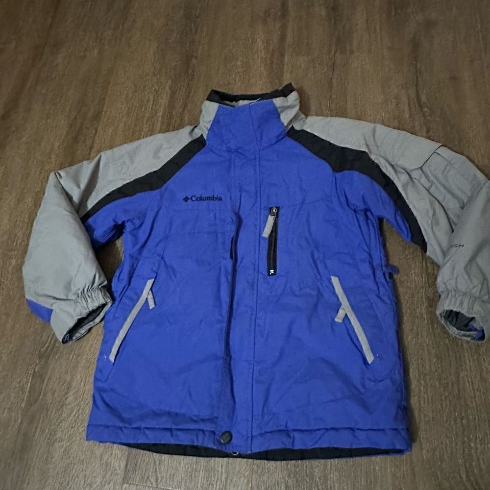 Columbia Boys Ski Jacket Coat Blue Gray Size 8 Youth Omni Tech Waterproof Snow